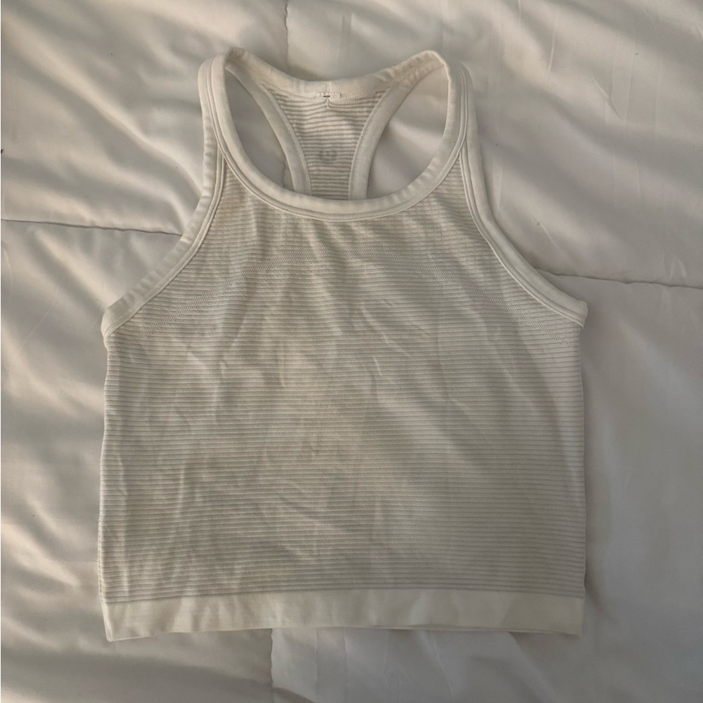 Lululemon Athletica White Ribbed Tank Top
